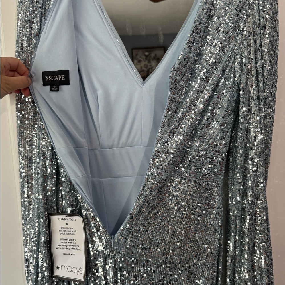 Xscape Light Blue Sequin Dress